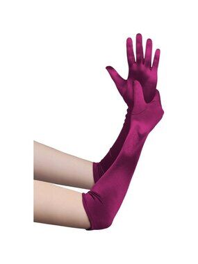 Women's Winered Long Opera Party 20s Satin Glove Stretchy Arm Cover Elbow Length